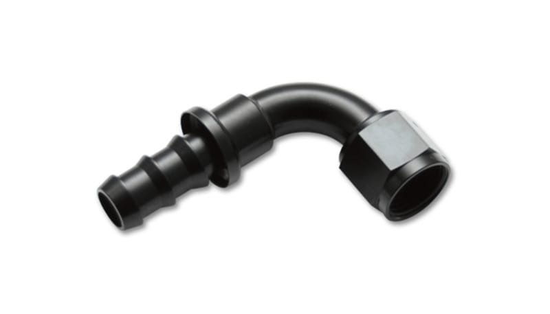 Vibrant — Push-On 90 Degree Hose End Elbow Fitting; Size: -6AN
Push-on 90 deg. Hose End Elbow Fitting, Size: -6AN
Push-On 90 Degree Hose End Fitting