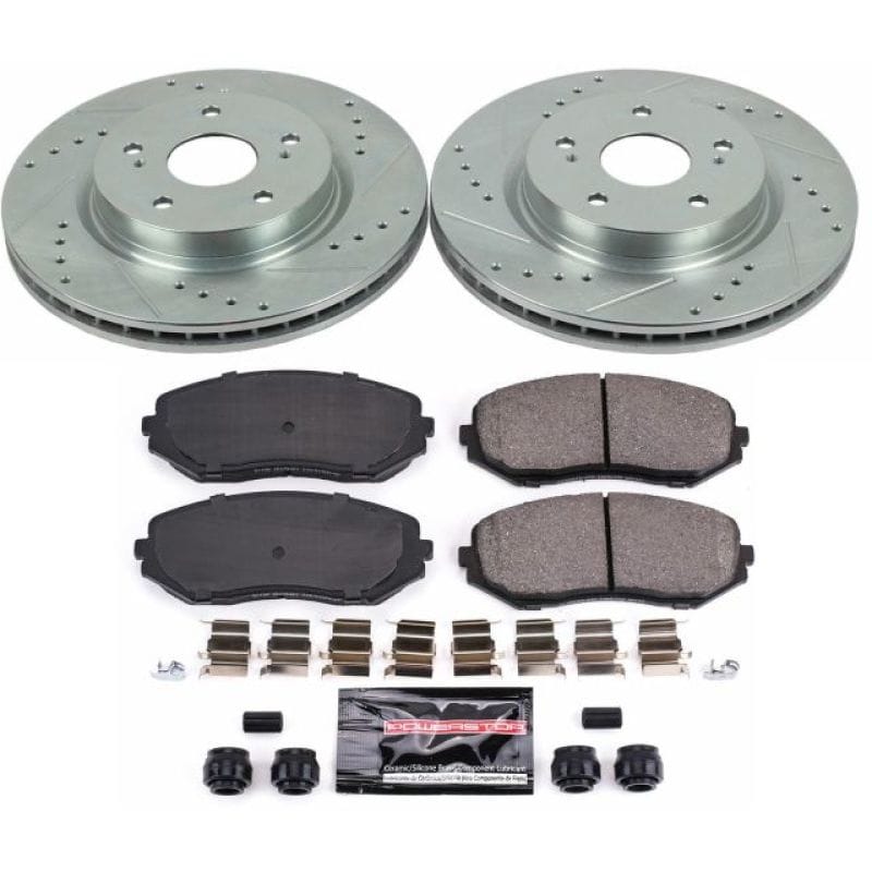 PowerStop — Z23 Daily Driver Carbon-Fiber Ceramic Brake Pad and Drilled & Slotted Rotor Kit