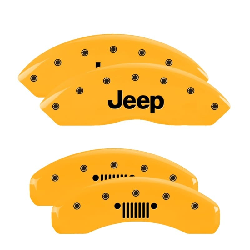 MGP — Set of 4 caliper covers, Engraved Front: JEEP - Engraved Rear: JEEP Grill logo, 