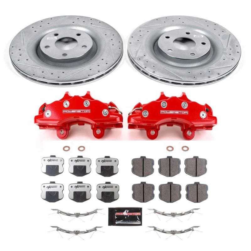 PowerStop — Z26 Street Performance Ceramic Brake Pad, Drilled Slotted Rotor, and Caliper Kit