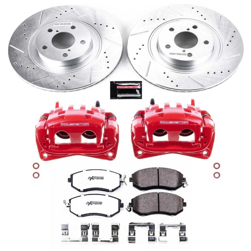 PowerStop — Z26 Street Performance Ceramic Brake Pad, Drilled Slotted Rotor, and Caliper Kit