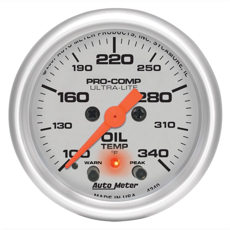 AutoMeter — GAUGE, OIL TEMP, 2 1/16", 340 Degrees F, STEPPER MOTOR W/PEAK & WARN, ULTRA-LITE