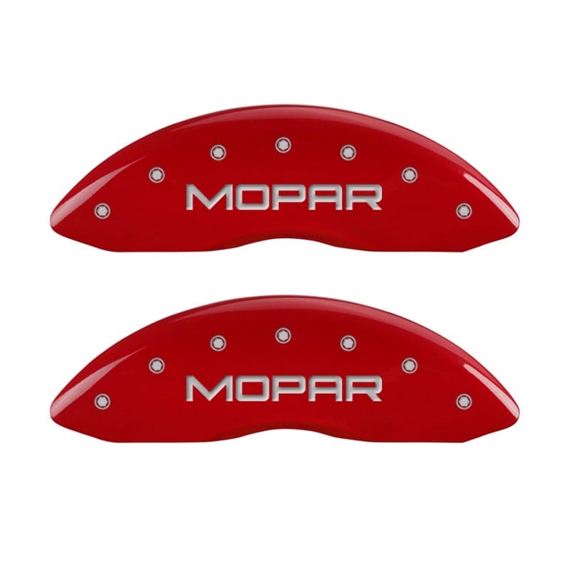 MGP — Set Of 2 Caliper Covers, Engraved Rear: MOPAR Red Powder Coat Finish, Silver Cha