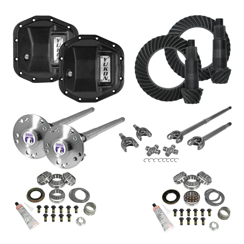 Yukon Gear & Axle — Stage 4 Re-Gear Kit upgrades front & rear diffs, 28 spl, incl covers/fr&rr axles
Stage 4 Re-Gear Kit upgrades front/rear diffs; 28 spl; incl covers/fr/rr axles
