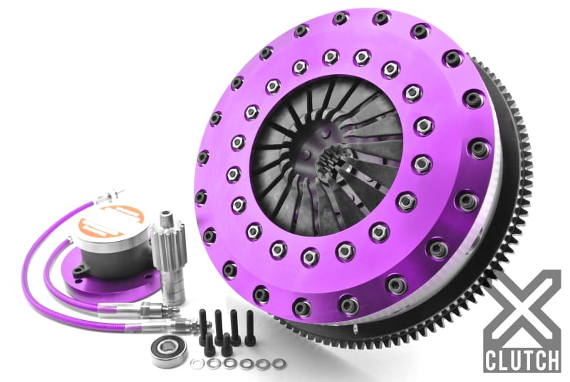 XCLUTCH — Clutch Kit Inc Chromoly Flywheel + HRB; 9" Twin Solid Organic Clutch Discs