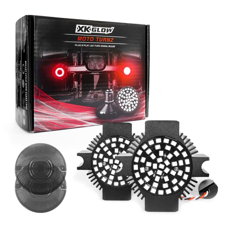 XKGLOW — XK Glow Motorcycle Rear LED Turn Signal Kit - 1156 Flat Style Smoked Lenses