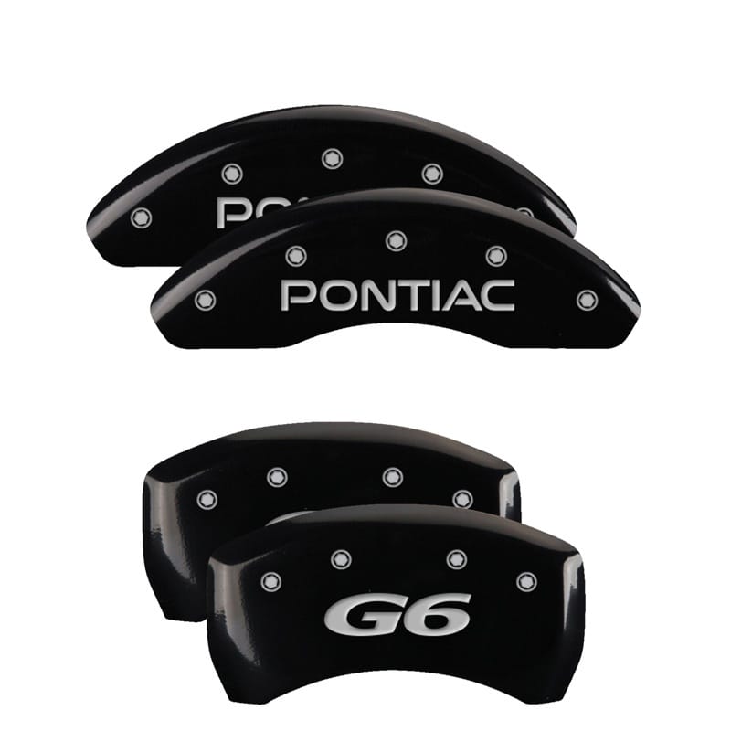 MGP — Set of 4 caliper covers, Engraved Front: Pontiac - Engraved Rear: G6, Black powd