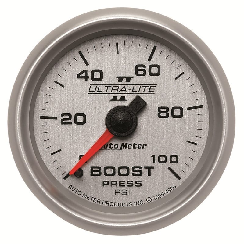 AutoMeter — GAUGE, BOOST, 2 1/16", 100PSI, MECHANICAL, ULTRA-LITE II
