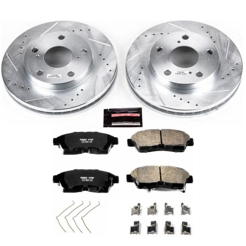 PowerStop — Z23 Daily Driver Carbon-Fiber Ceramic Brake Pad and Drilled & Slotted Rotor Kit