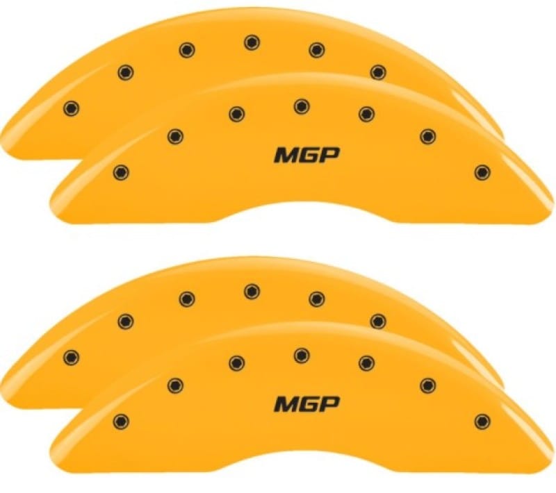 MGP — Set of 4 caliper covers, Engraved Front and Rear: MGP, Yellow powder coat finish