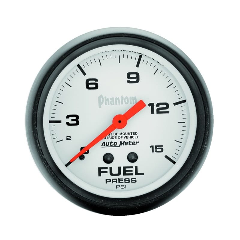 AutoMeter — GAUGE, FUEL PRESSURE, 2 5/8" , 15PSI, MECHANICAL, PHANTOM
