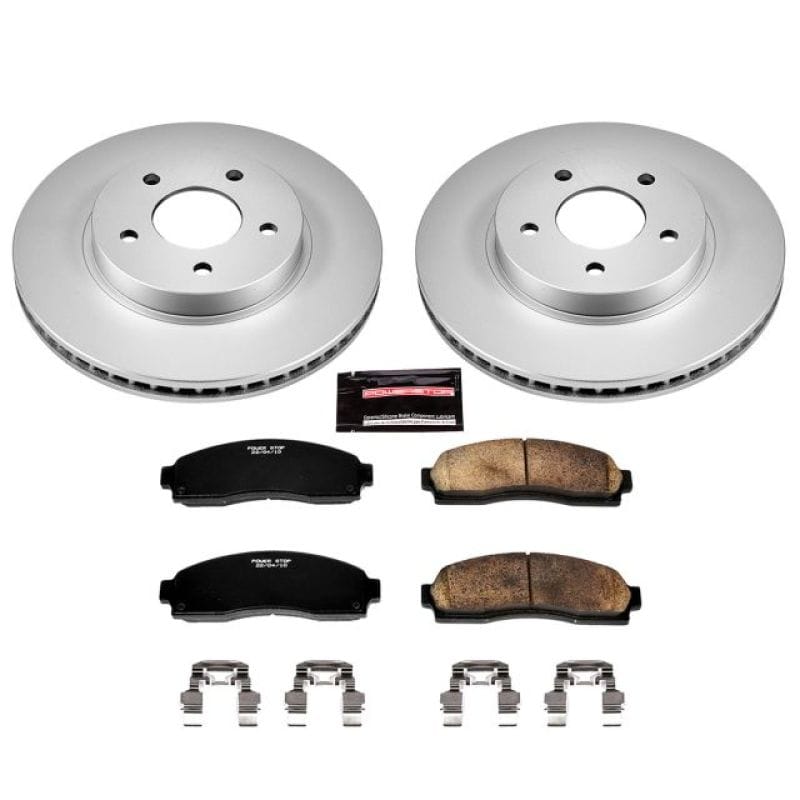 PowerStop — Genuine Geomet Coated Rotor and Low-Dust Ceramic Brake Pad Kit