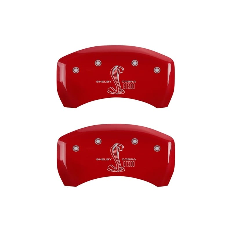 MGP — Set Of 2 Caliper Covers, Engraved Rear: GT350 Shelby & Cobra Red Powder Coat Fin