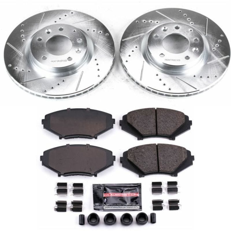PowerStop — Z23 Daily Driver Carbon-Fiber Ceramic Brake Pad and Drilled & Slotted Rotor Kit