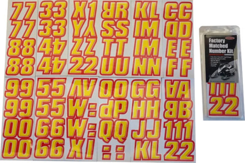 Hardline — Hardline Snowmobile Lettering Registration Kit 2 in. - 500 Yellow/Red