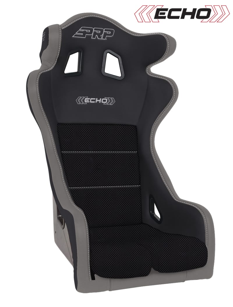 PRP Seats — PRP Echo Composite Seat- Black/Grey (PRP Silver Outline/Delta Silver- Silver Stitching)
