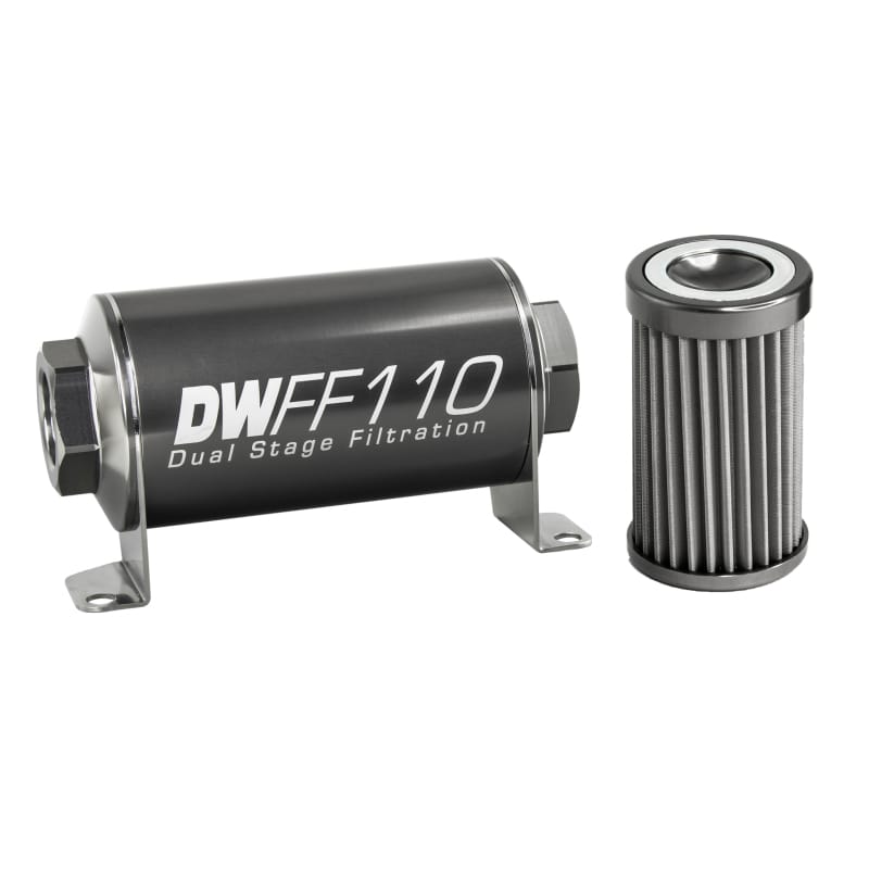 DeatschWerks — 10AN Female, 40 micron, 110mm In-line fuel filter kit
in-line fuel filter and housing kit