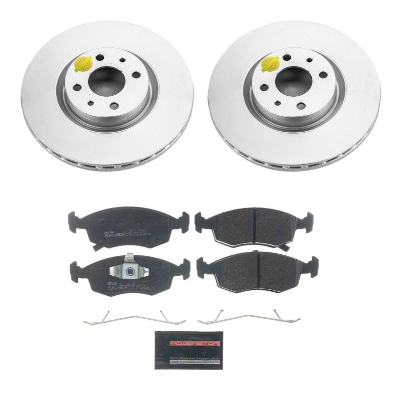 PowerStop — Genuine Geomet Coated Rotors, ECE-R90 Brake Pads + Hardware Kit