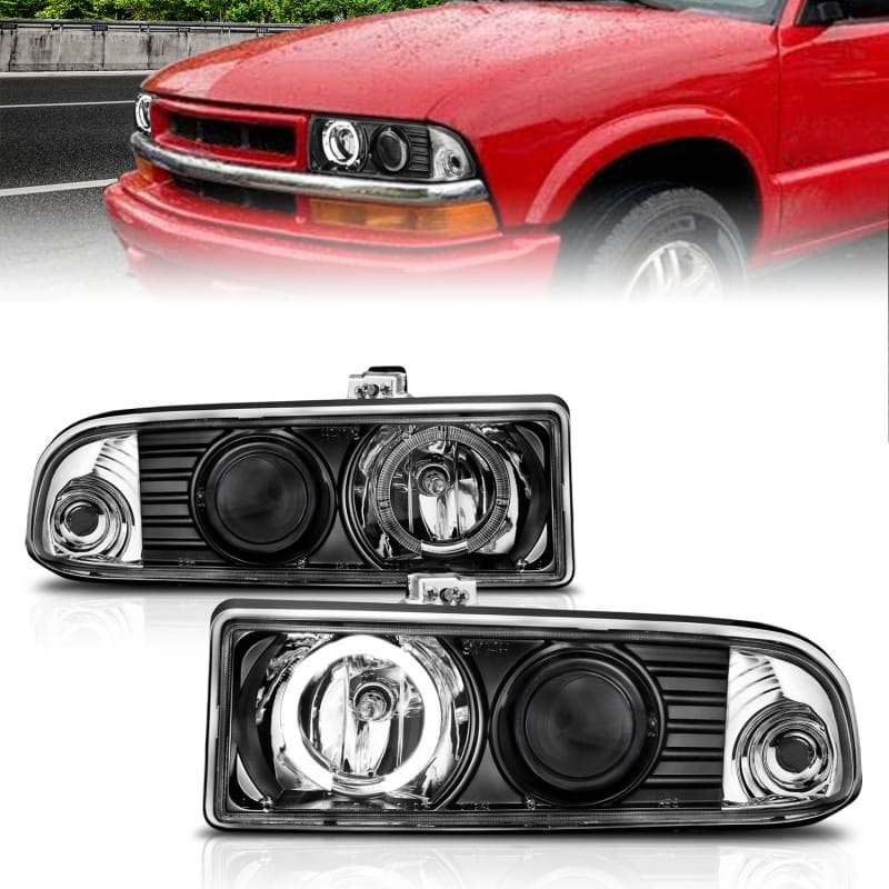 ANZO — ANZO 1998-2005 Chevrolet S-10 Projector Headlights w/ Halo Black
Head Light Set
HdLtSet