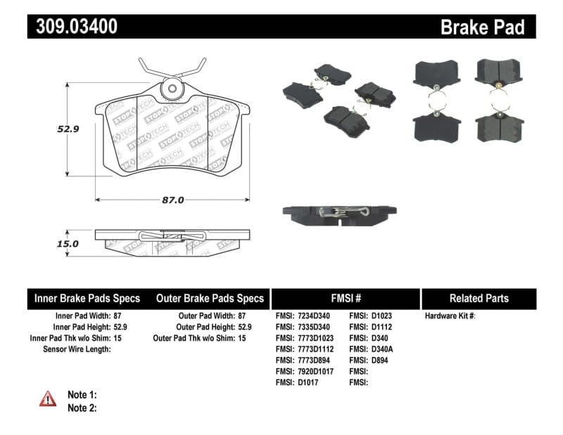 Stoptech — StopTech Sport Brake Pads with Shims