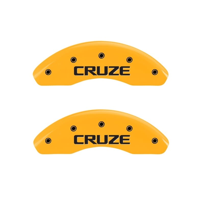MGP — Set Of 2 Caliper Covers, Engraved Front: Cruze Yellow Powder Coat Finish, Silver
