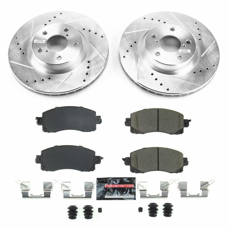 PowerStop — Z23 Daily Driver Carbon-Fiber Ceramic Brake Pad and Drilled & Slotted Rotor Kit