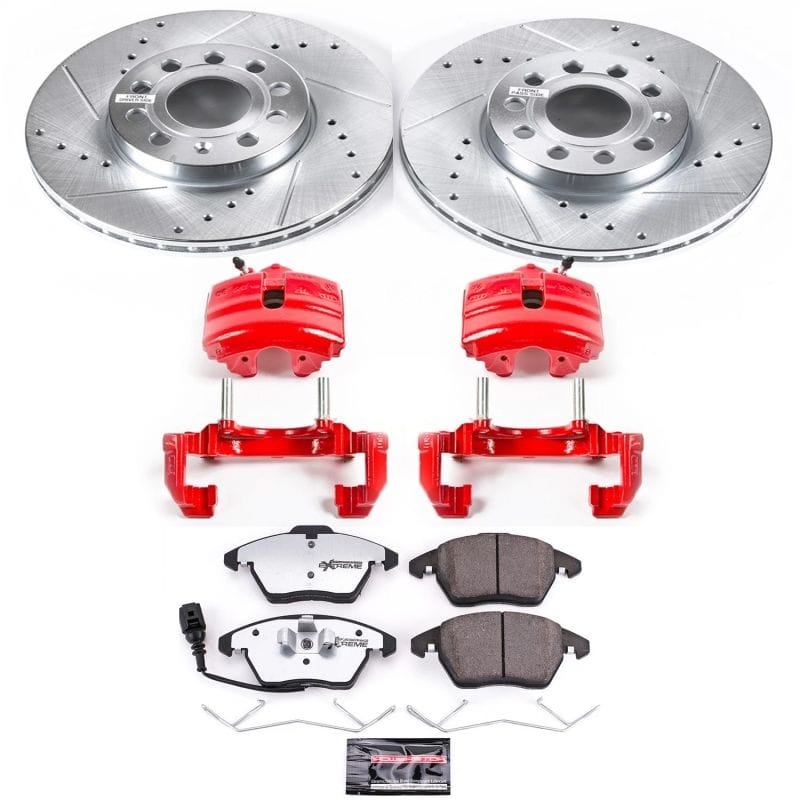 PowerStop — Z26 Street Performance Ceramic Brake Pad, Drilled Slotted Rotor, and Caliper Kit