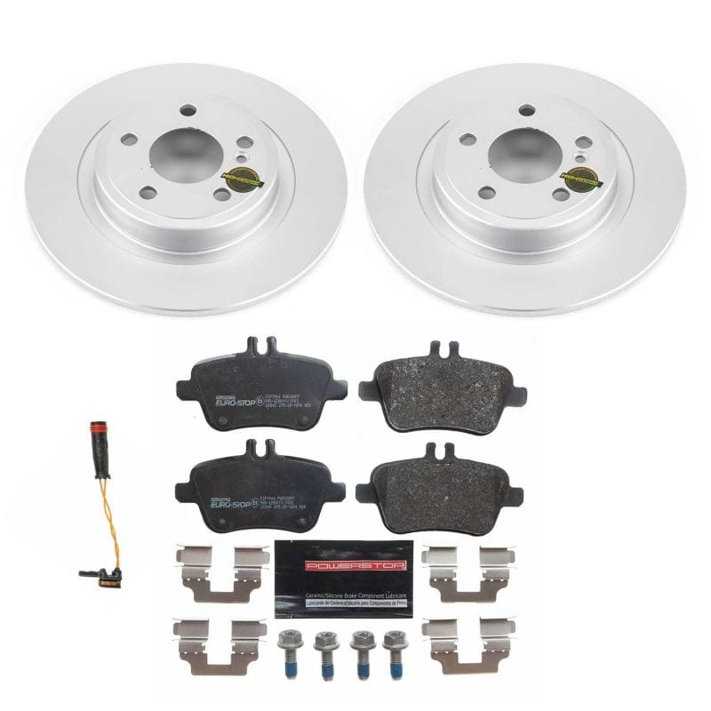 PowerStop — Genuine Geomet Coated Rotors, ECE-R90 Brake Pads + Hardware Kit