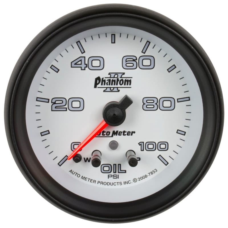 AutoMeter — GAUGE, OIL PRESS, 2 1/16" , 100PSI, STEPPER MOTOR W/ PEAK & WARN, PHANTOM II