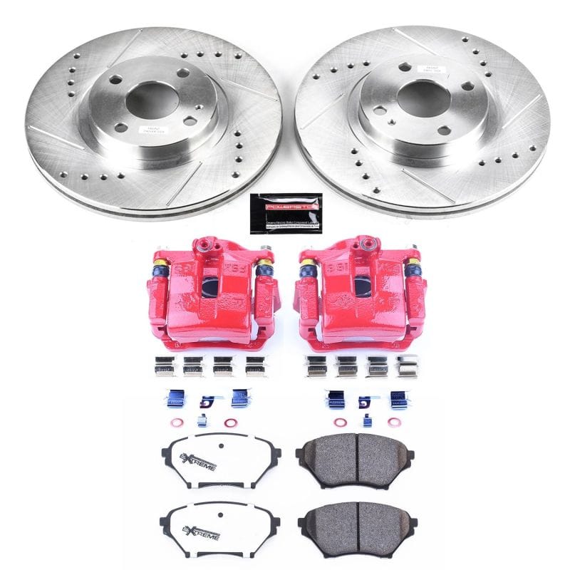 PowerStop — Z26 Street Performance Ceramic Brake Pad, Drilled Slotted Rotor, and Caliper Kit