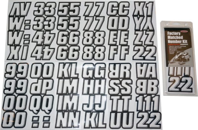 Hardline — Hardline Snowmobile Lettering Registration Kit 2 in. - 500 White /Black