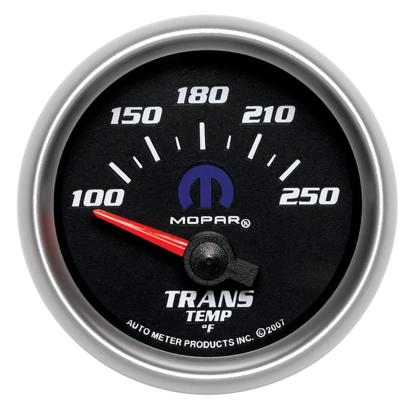 AutoMeter — GAUGE, TRANSMISSION TEMP, 2 1/16" , 100-250 Degrees F, ELECTRIC, BLACK, MOPAR