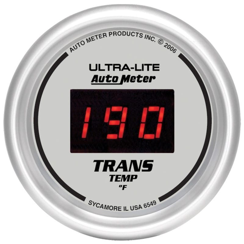 AutoMeter — GAUGE, TRANS TEMP, 2 1/16", 340?F, DIGITAL, SILVER DIAL W/ RED LED