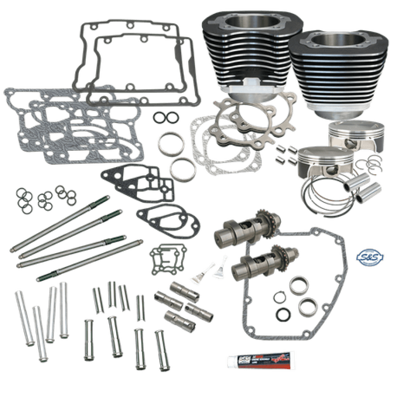 S&S Cycle — S&S Cycle 07-17 BT S&S 106in Big Bore Hot Set Up Kit w/o Cylinder Heads - Wrinkle Black