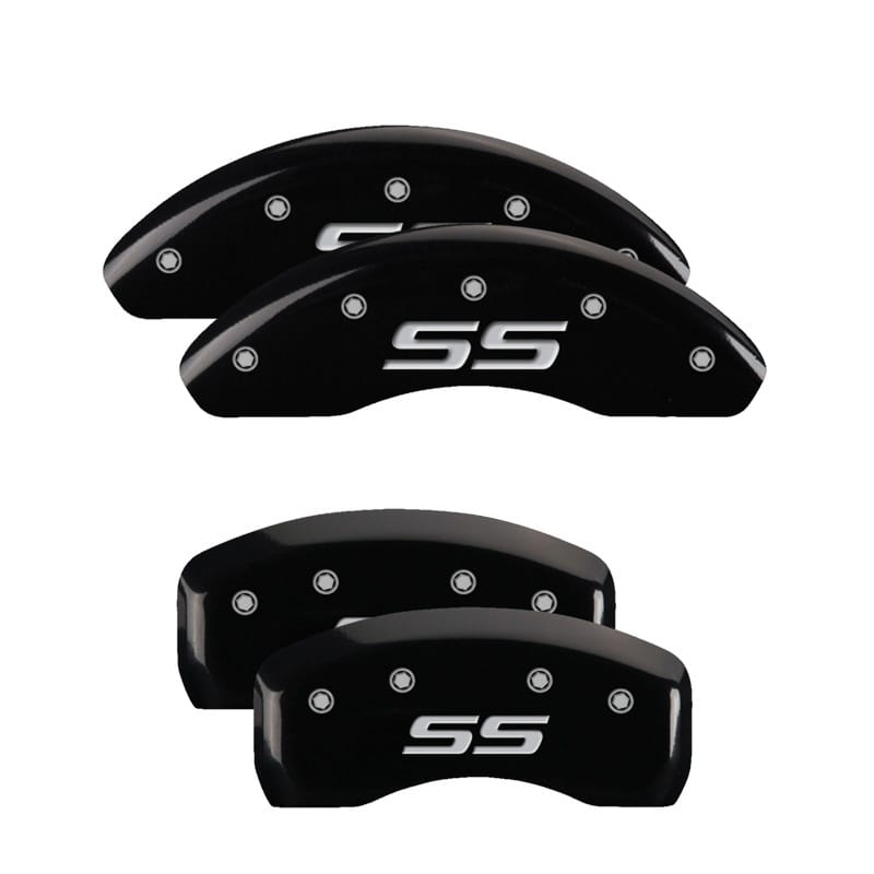 MGP — Set of 4 caliper covers, Engraved Front and Rear: Monte Carlo style/SS, Black po