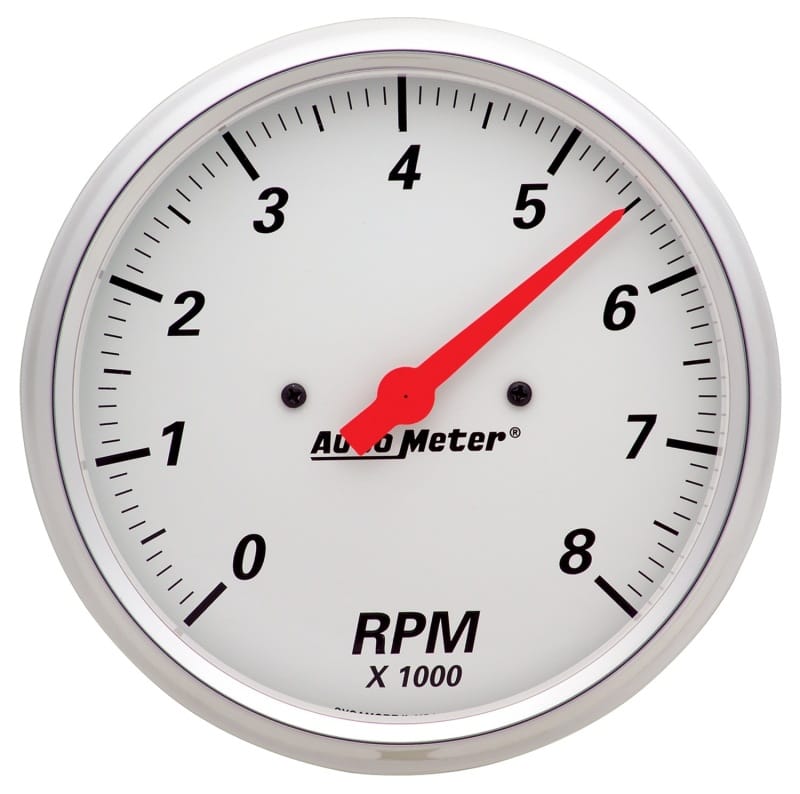 AutoMeter — GAUGE, TACHOMETER, 5", 8K RPM, IN-DASH, ARCTIC WHITE