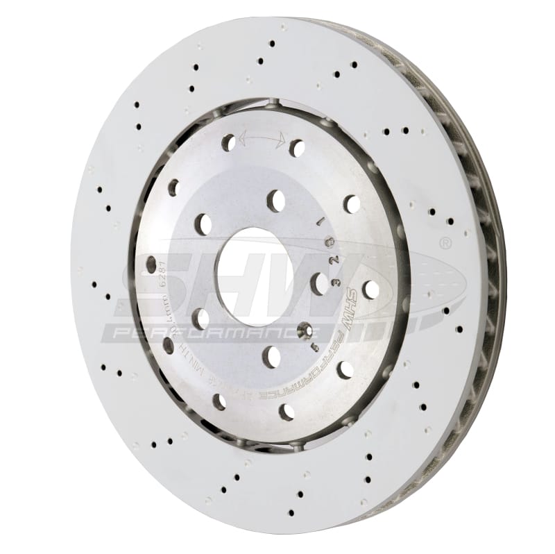 SHW Performance — SHW 08-12 Audi R8 4.2L (Excl Ceramic Brakes) Rear Drill-Dimp Lightweight Brake Rotor (420615601F)