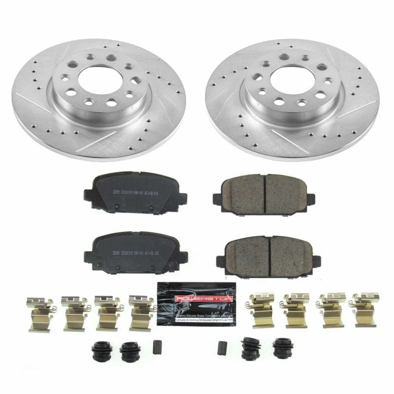 PowerStop — Z23 Daily Driver Carbon-Fiber Ceramic Brake Pad and Drilled & Slotted Rotor Kit