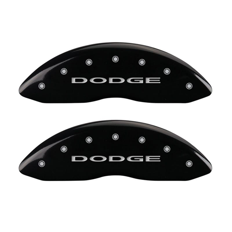 MGP — Set Of 2 Caliper Covers, Engraved Front: Dodge (No Stripes) Black Powder Coat Fi
