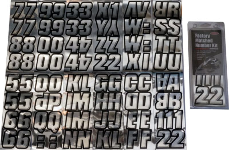 Hardline — Hardline Snowmobile Lettering Registration Kit 2 in. - 500 Chrome/Black