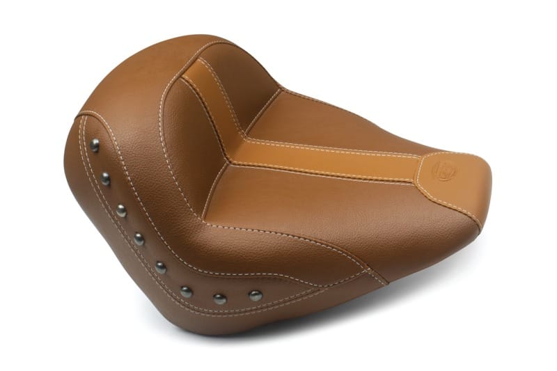 Mustang Motorcycle — Mustang 15-21 Indian Scout Standard Touring Solo Seat w/Studs - Brown