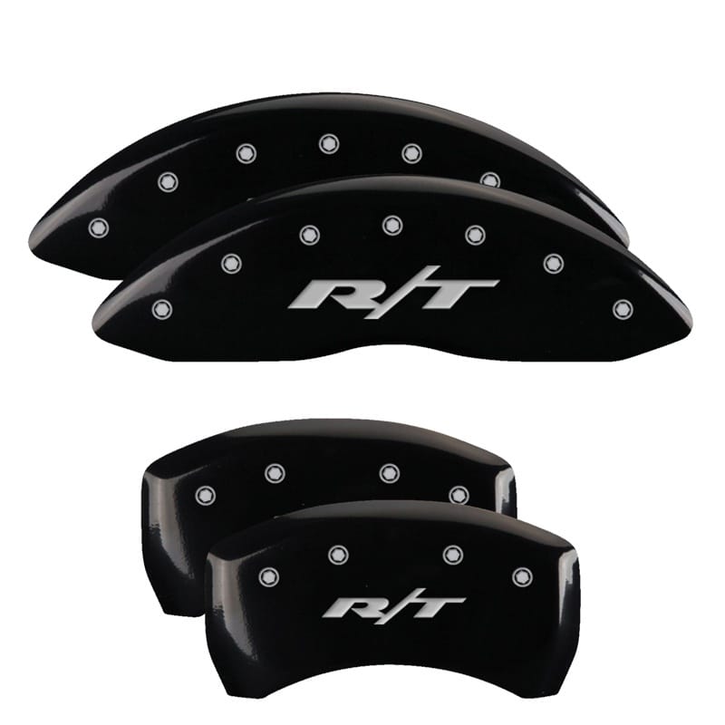 MGP — Set of 4 caliper covers, Engraved Front and Rear: RT1-Truck, Black powder coat f