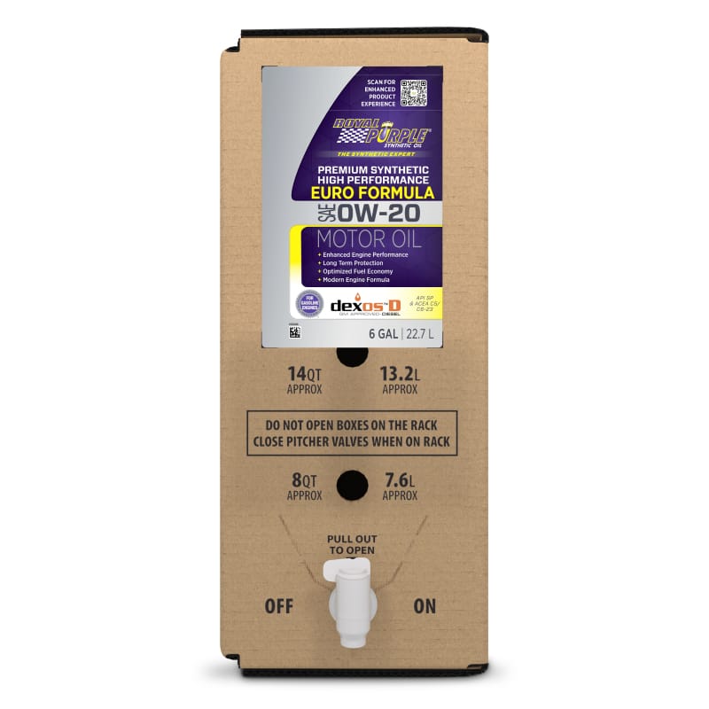 Royal Purple — Royal Purple Premium Synthetic High Performance Euro Formula 0W20 Motor Oil - 6 Gallon Bag-In-Box