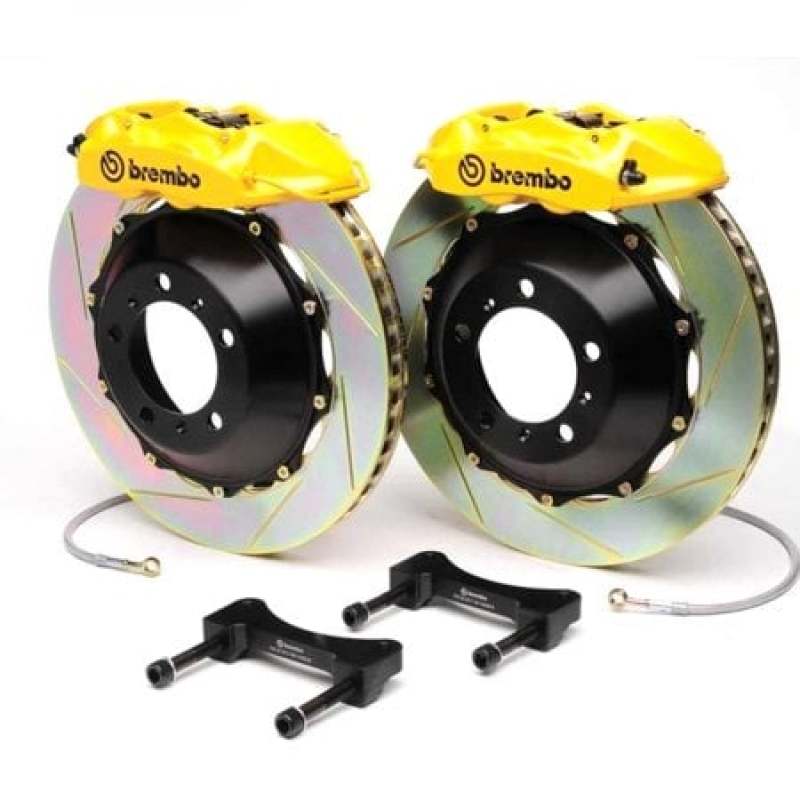 Brembo — Brembo 05-06 GT Front GT BBK 6 Piston Cast 390x35 2pc Rotor Slotted Type-5- Fluo. Yellow