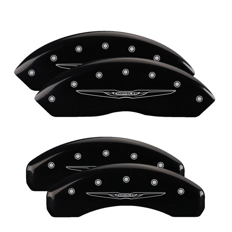 MGP — Set of 4 caliper covers, Engraved Front and Rear: Style 2/Chrysler Wing, Black p