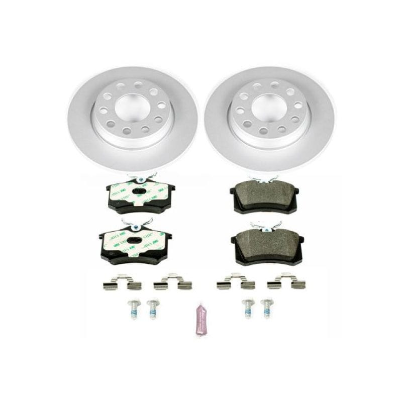 PowerStop — Genuine Geomet Coated Rotors, ECE-R90 Brake Pads + Hardware Kit