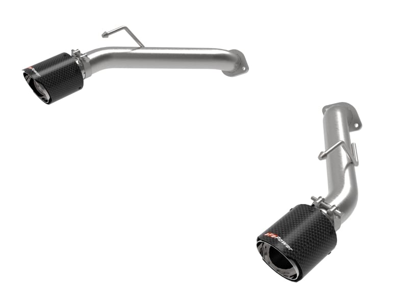 aFe — Takeda 2-1/2 IN 304 Stainless Steel Axle-Back Exhaust System w/ Carbon Fiber T