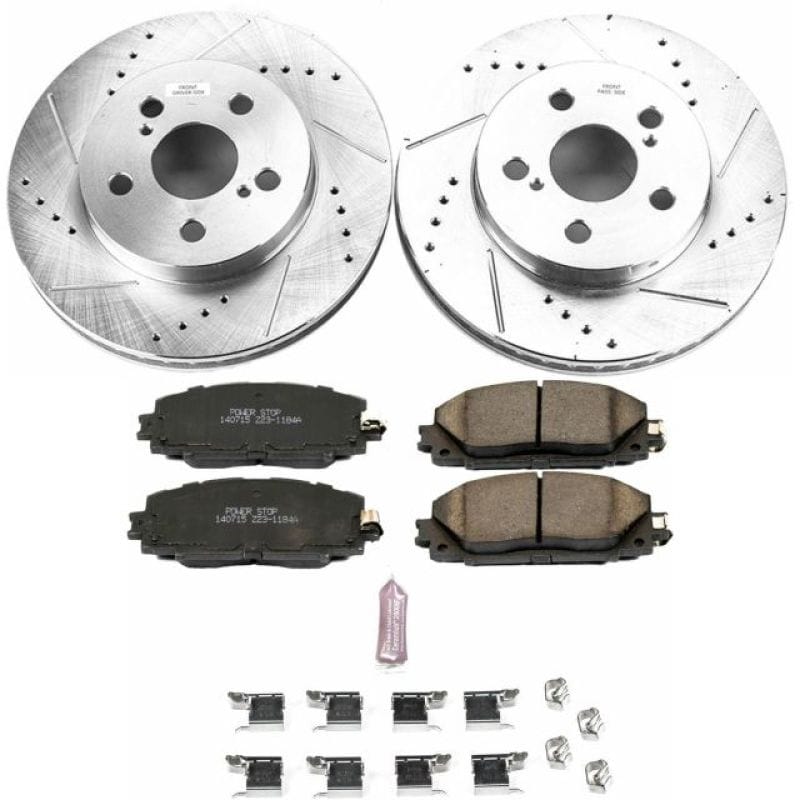 PowerStop — Z23 Daily Driver Carbon-Fiber Ceramic Brake Pad and Drilled & Slotted Rotor Kit