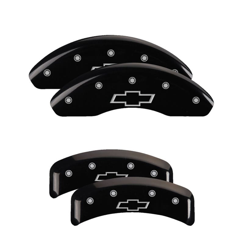 MGP — Set of 4 caliper covers, Engraved Front and Rear: Bowtie, Black powder coat fini