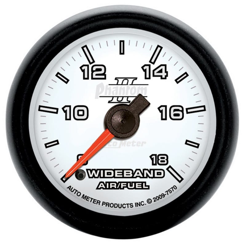 AutoMeter — GAUGE, AIR/FUEL RATIO-WIDEBAND, ANALOG, 2 1/16", 8:1-18:1, STPR MTR, PHANTOM II